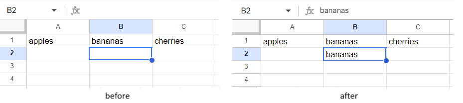Copy cell above in Sheets