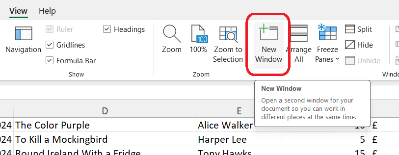 new window in Excel